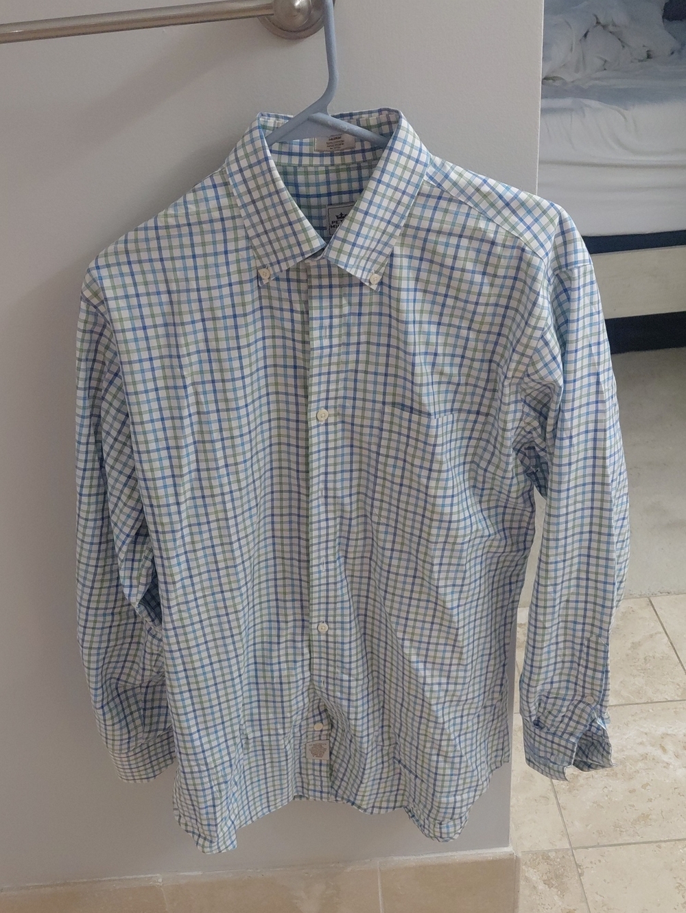 Peter Millar Blue and Green Plaid Button-Down Shirt